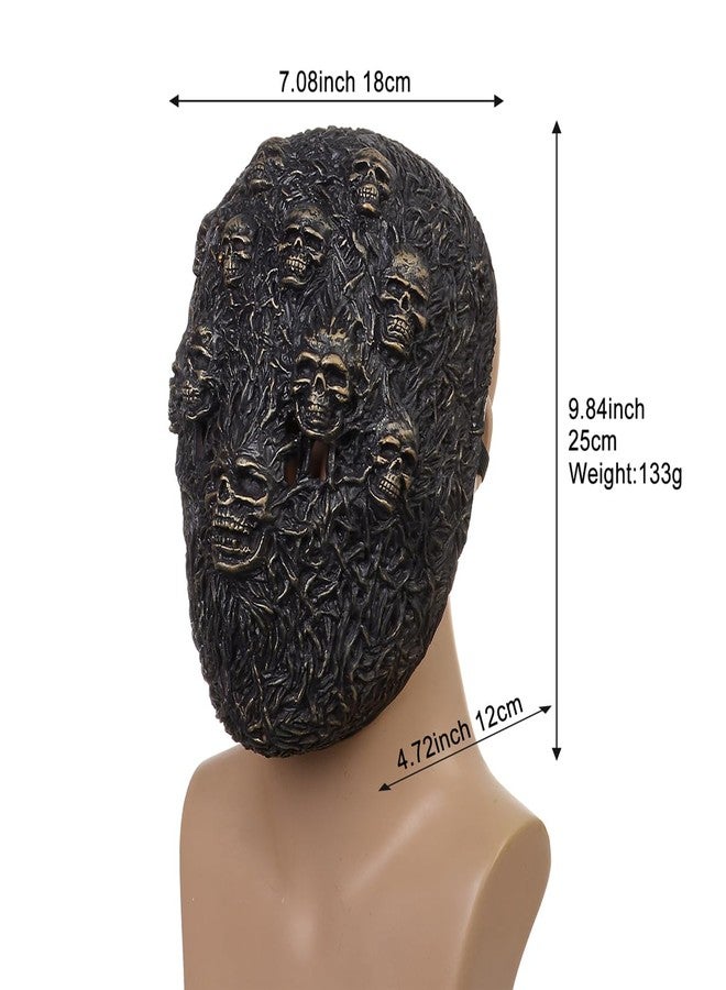 Kreeqe 2023 New Steampunk Skeleton Half Face Latex Mask Halloween Skeleton Skull Full Black Scary Monster Headgear(Skull Mask) - Image 4
